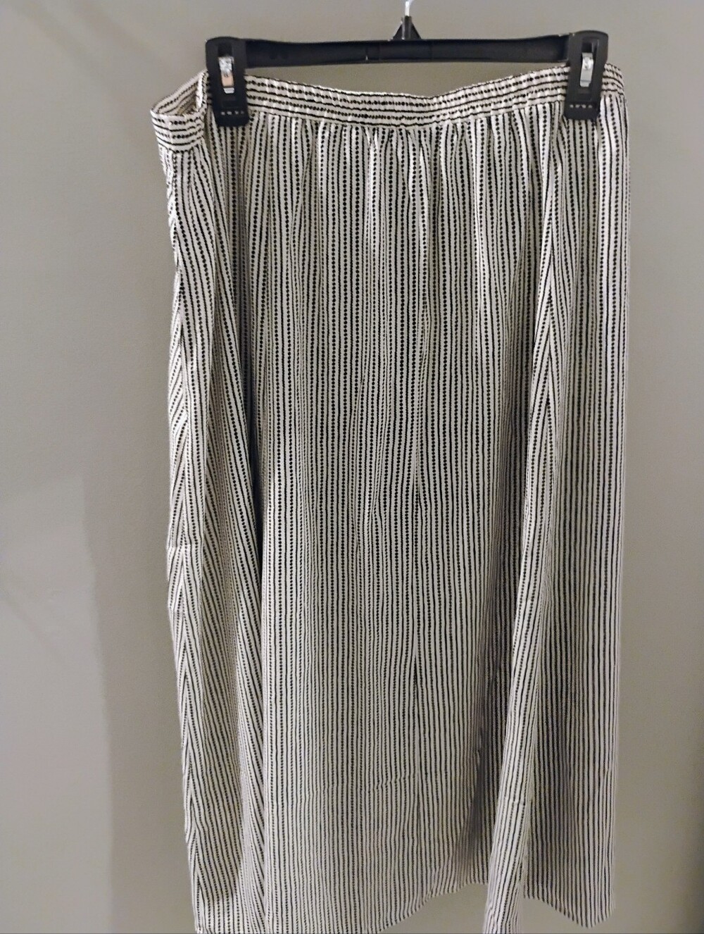 NWT $98 Max Studio Stripe White Black Midi Skirt Button Front - Picture 5 of 8